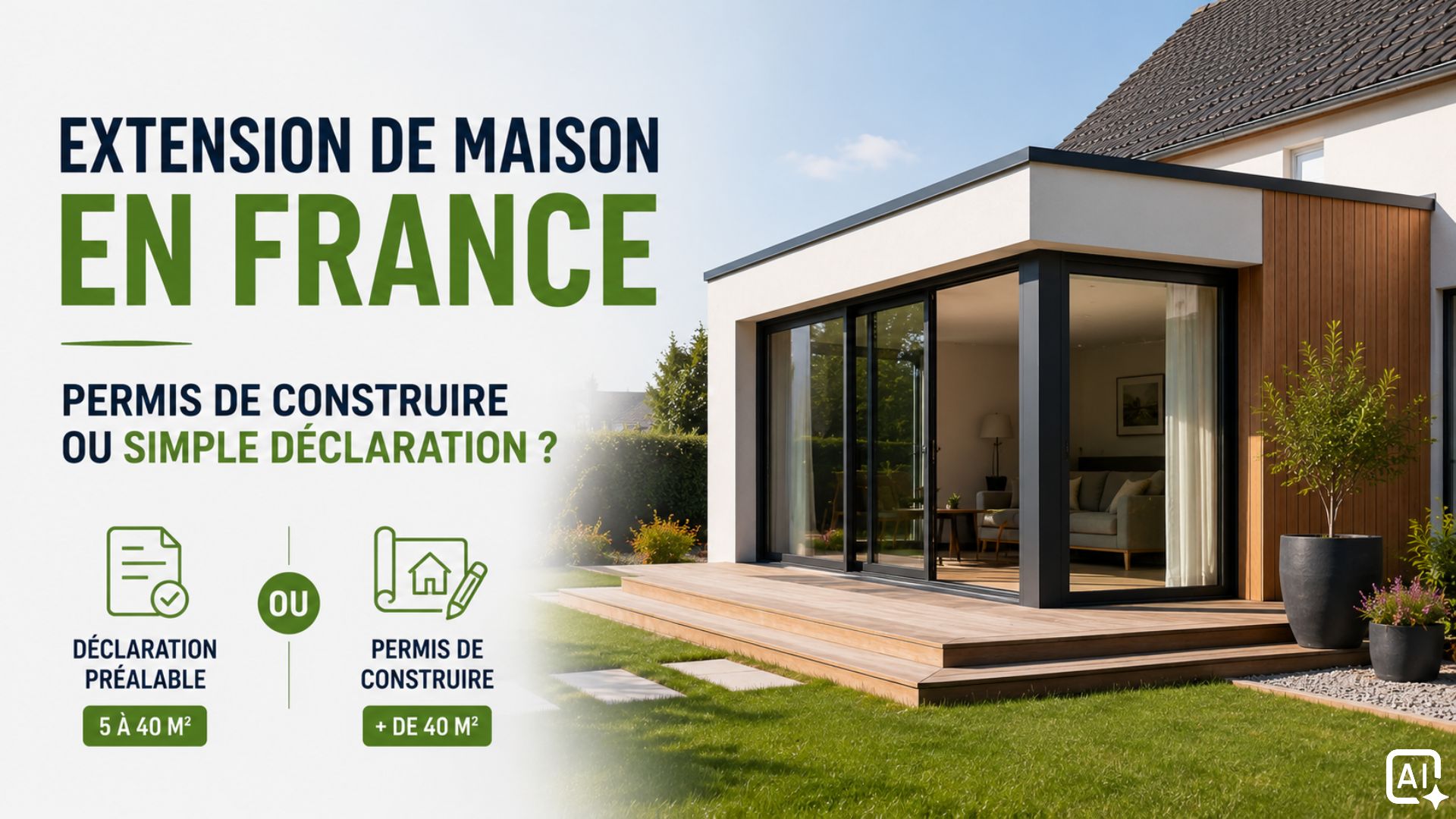 Extension de maison en France : faut-il un permis de construire ou une simple déclaration ?